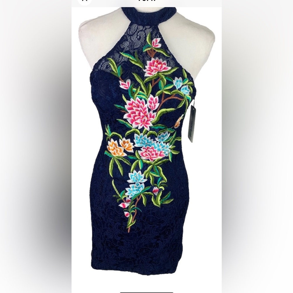 Nox Anabel Narianna Dress NWT lace halter dress Sz M Floral Embroidery